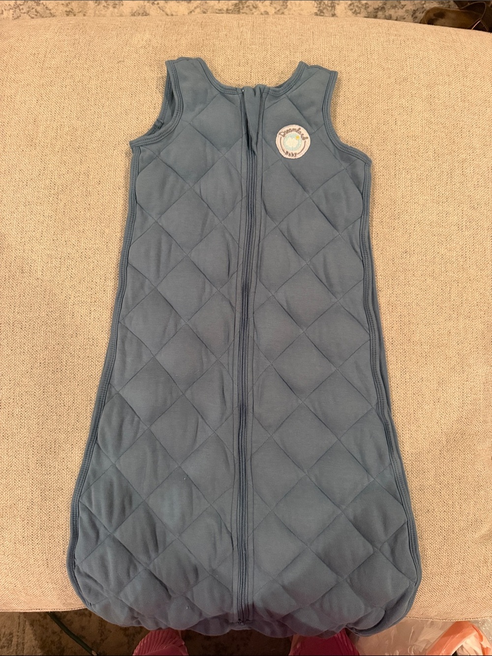 Dreamland Baby Quilted Blue Baby Sleep Sack with Front Zipper